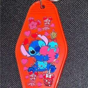 Stitch Red Keychain with Hearts and Candies